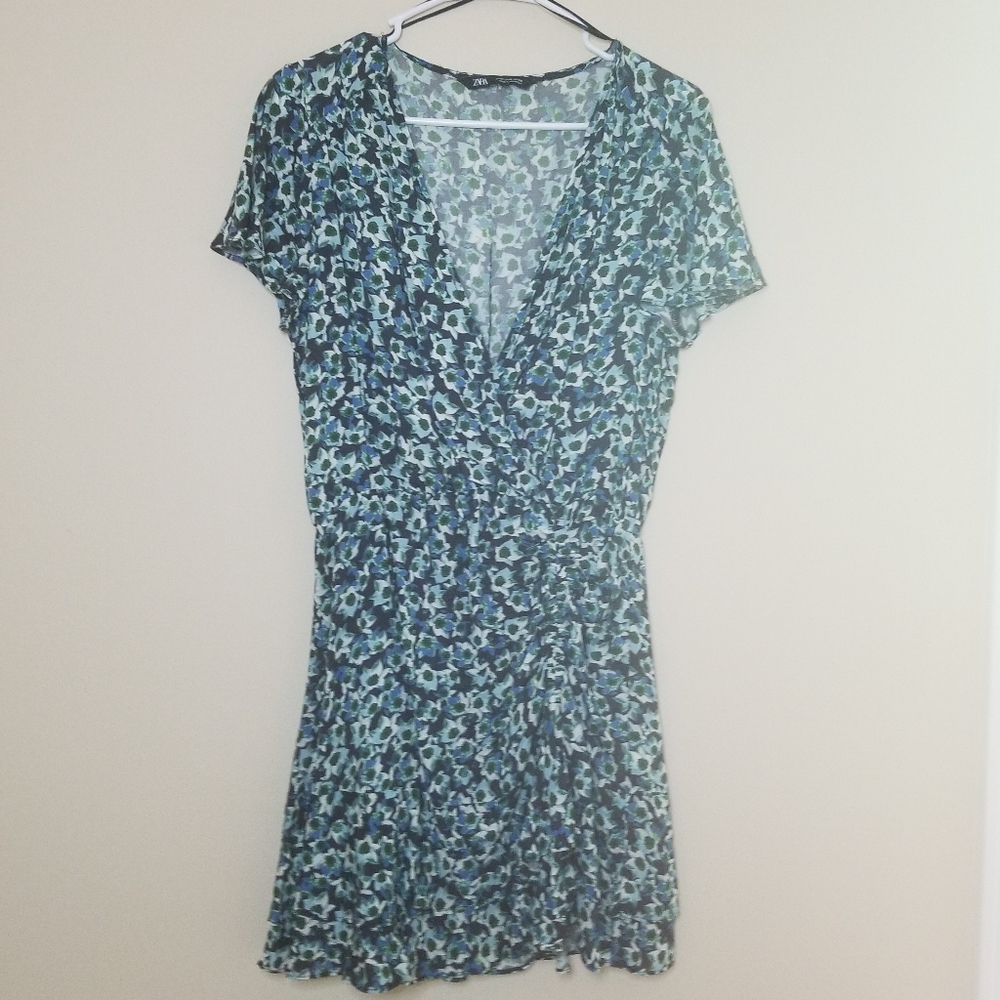 Zara blue green floral dress